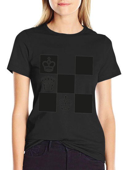 Chess Piece Patterned Graphic Tee - Black