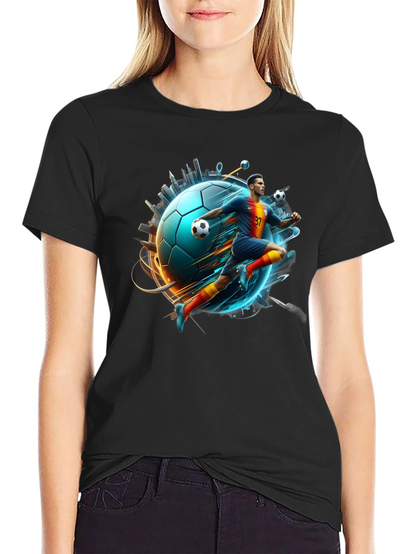 Soccer Star Graphic Tee - Black Cotton Blend