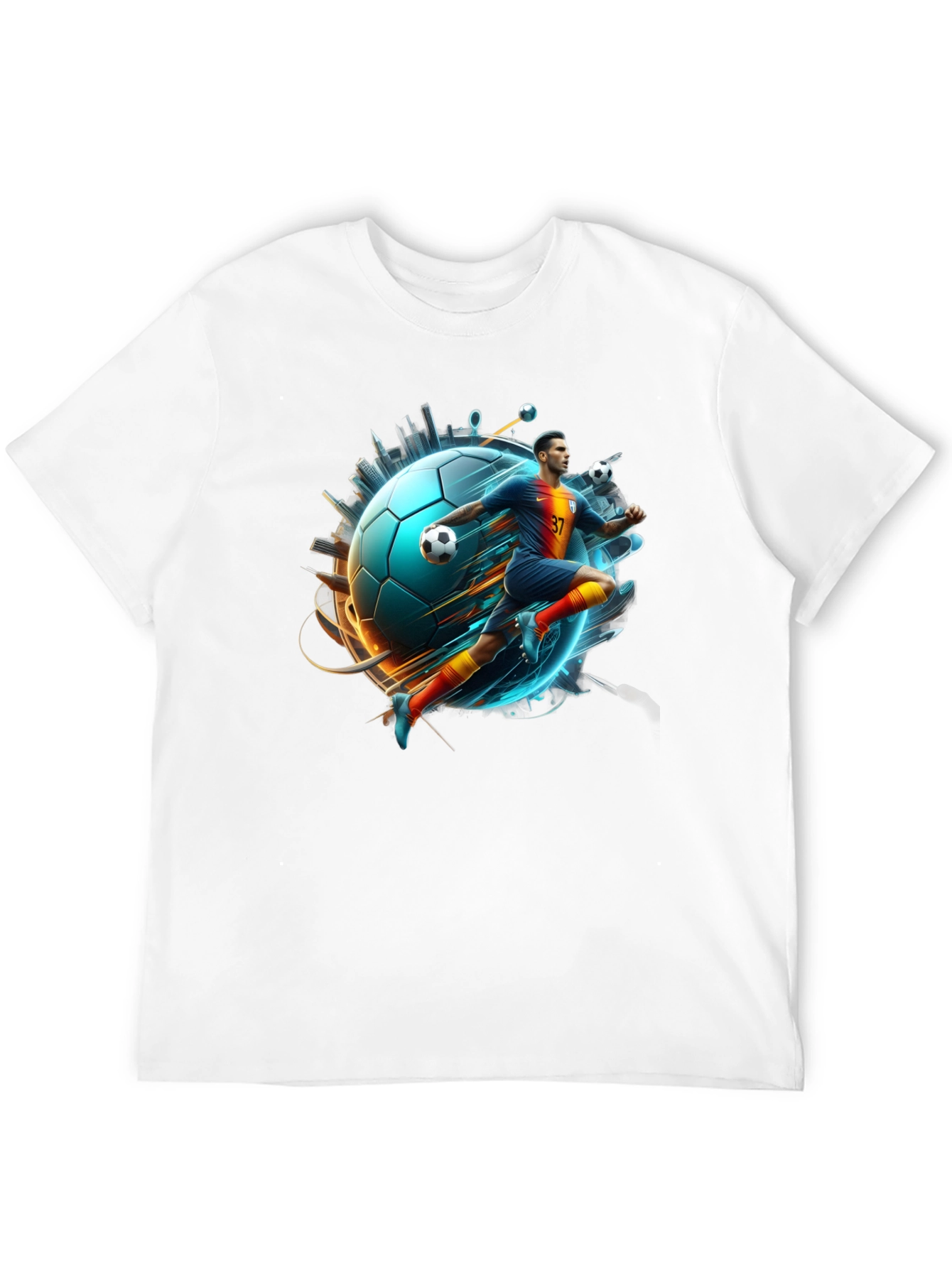 Soccer Star Graphic Tee - Black Cotton Blend