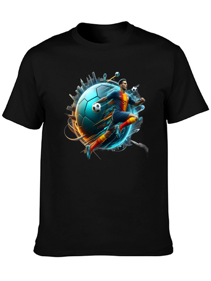 Soccer Star Graphic Tee - Black Cotton Blend