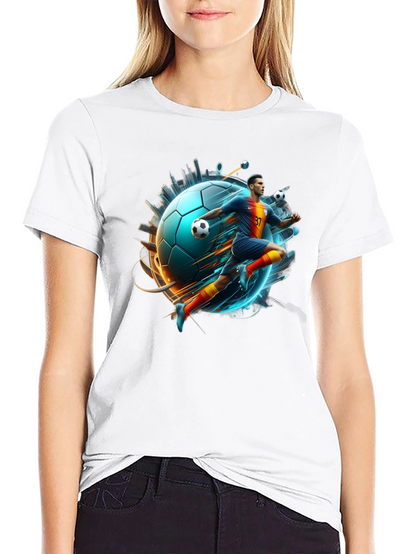 Soccer Star Graphic Tee - Black Cotton Blend