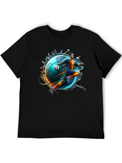 Soccer Star Graphic Tee - Black Cotton Blend