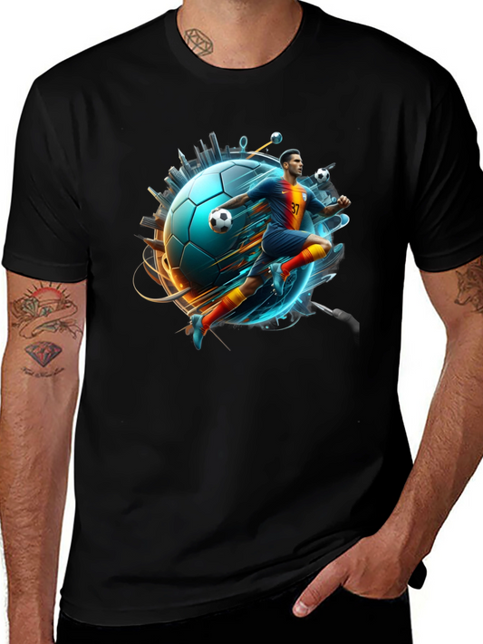 Soccer Star Graphic Tee - Black Cotton Blend