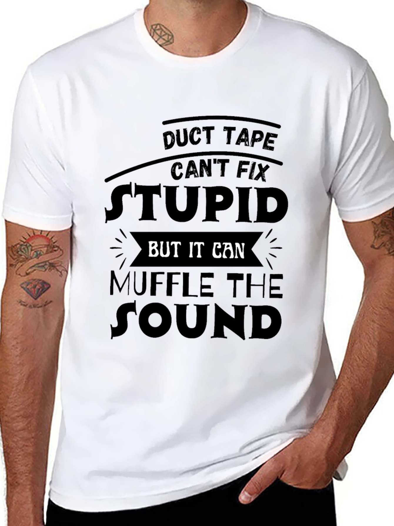 Duct Tape Stupid Humor Graphic Tee