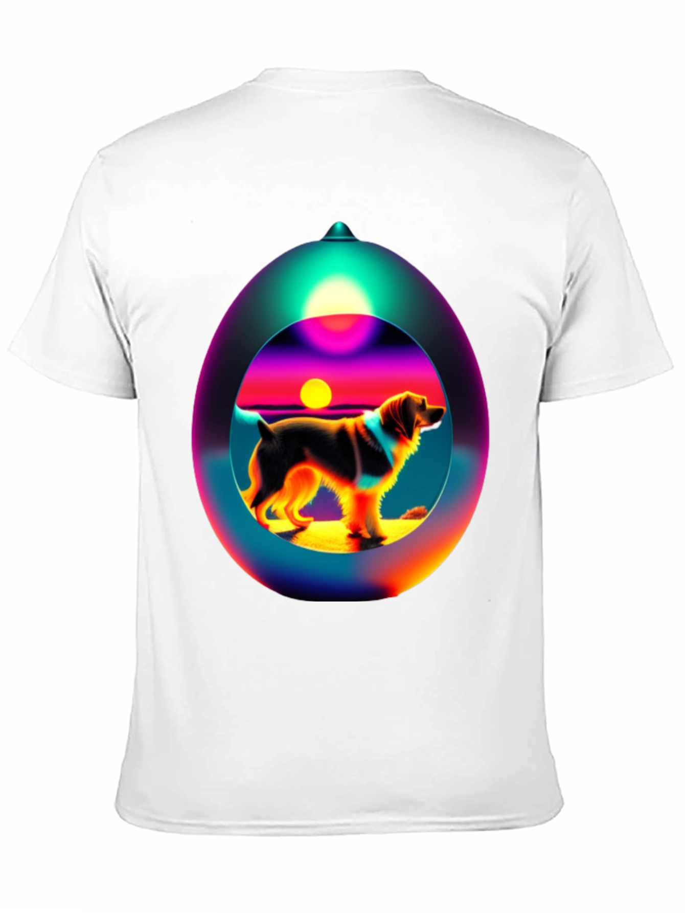 Dog Sunset Sphere Black T-Shirt