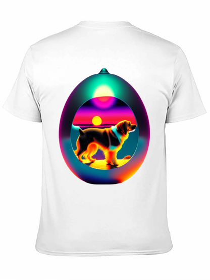 Dog Sunset Sphere Black T-Shirt