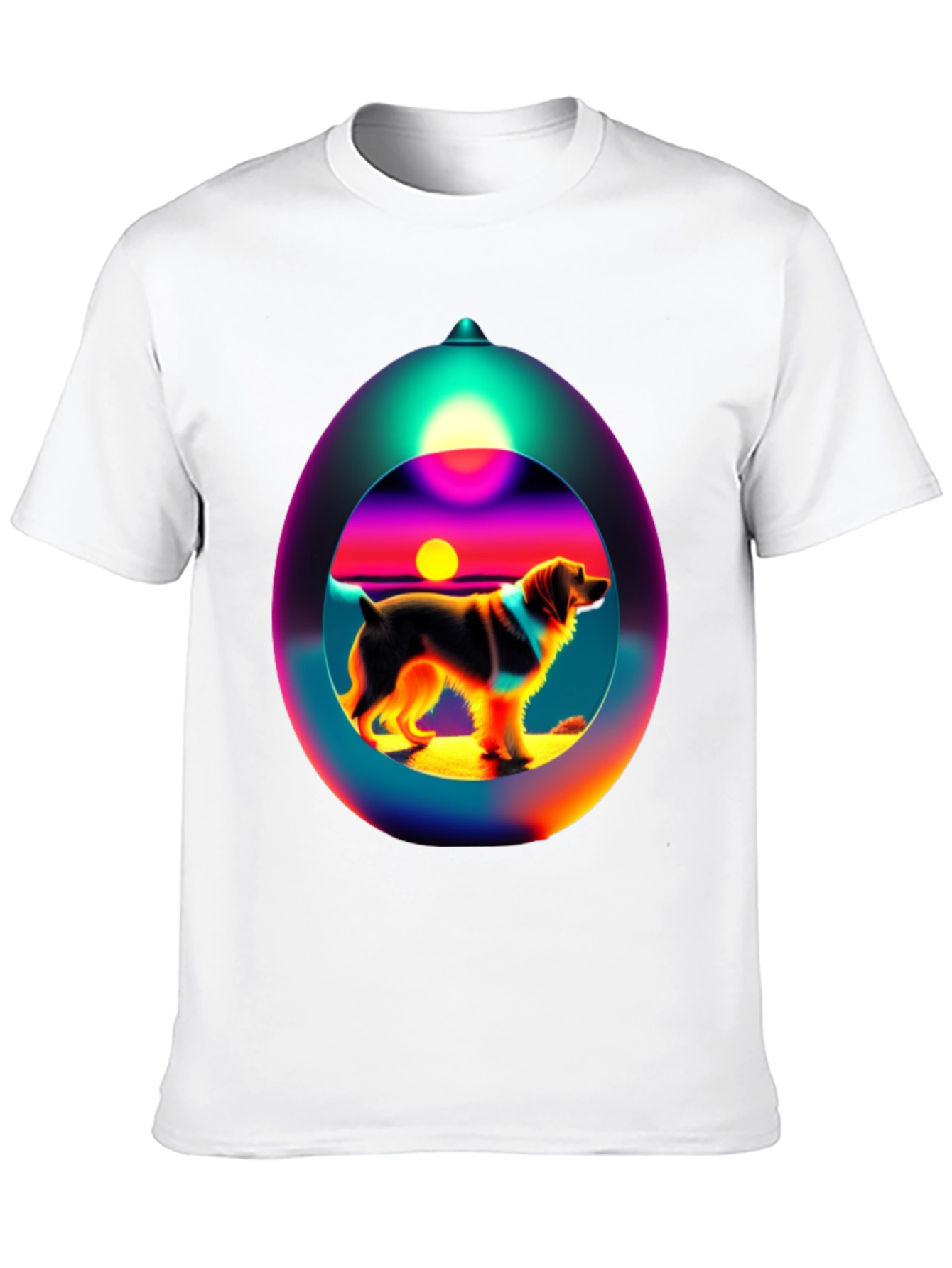Dog Sunset Sphere Black T-Shirt