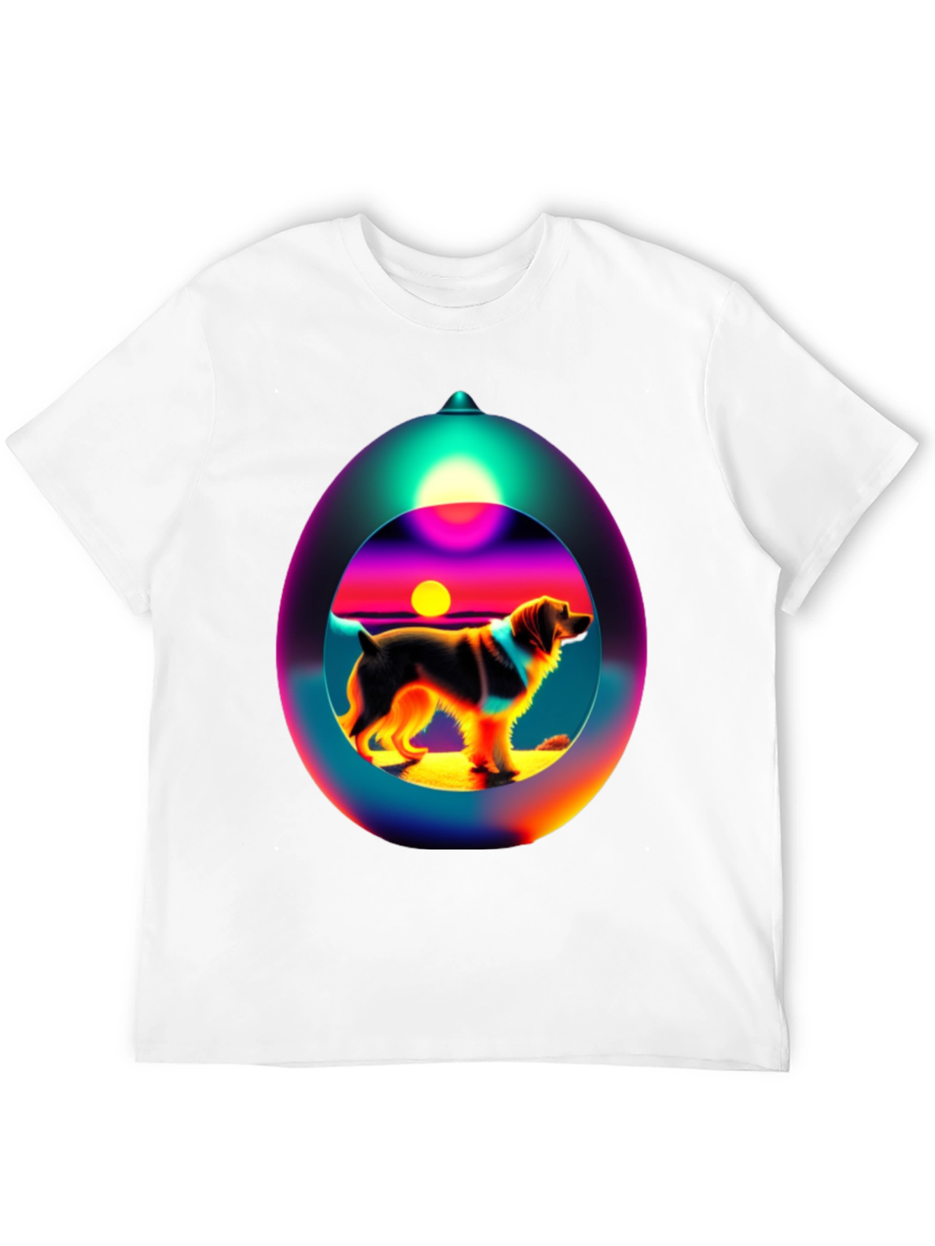 Dog Sunset Sphere Black T-Shirt