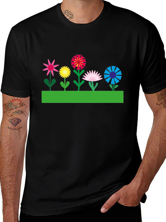 Floral Graphic T-Shirt - Black Cotton Tee