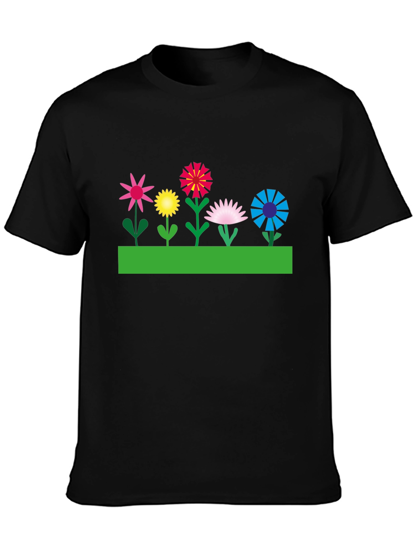 Floral Graphic T-Shirt - Black Cotton Tee