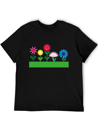 Floral Graphic T-Shirt - Black Cotton Tee