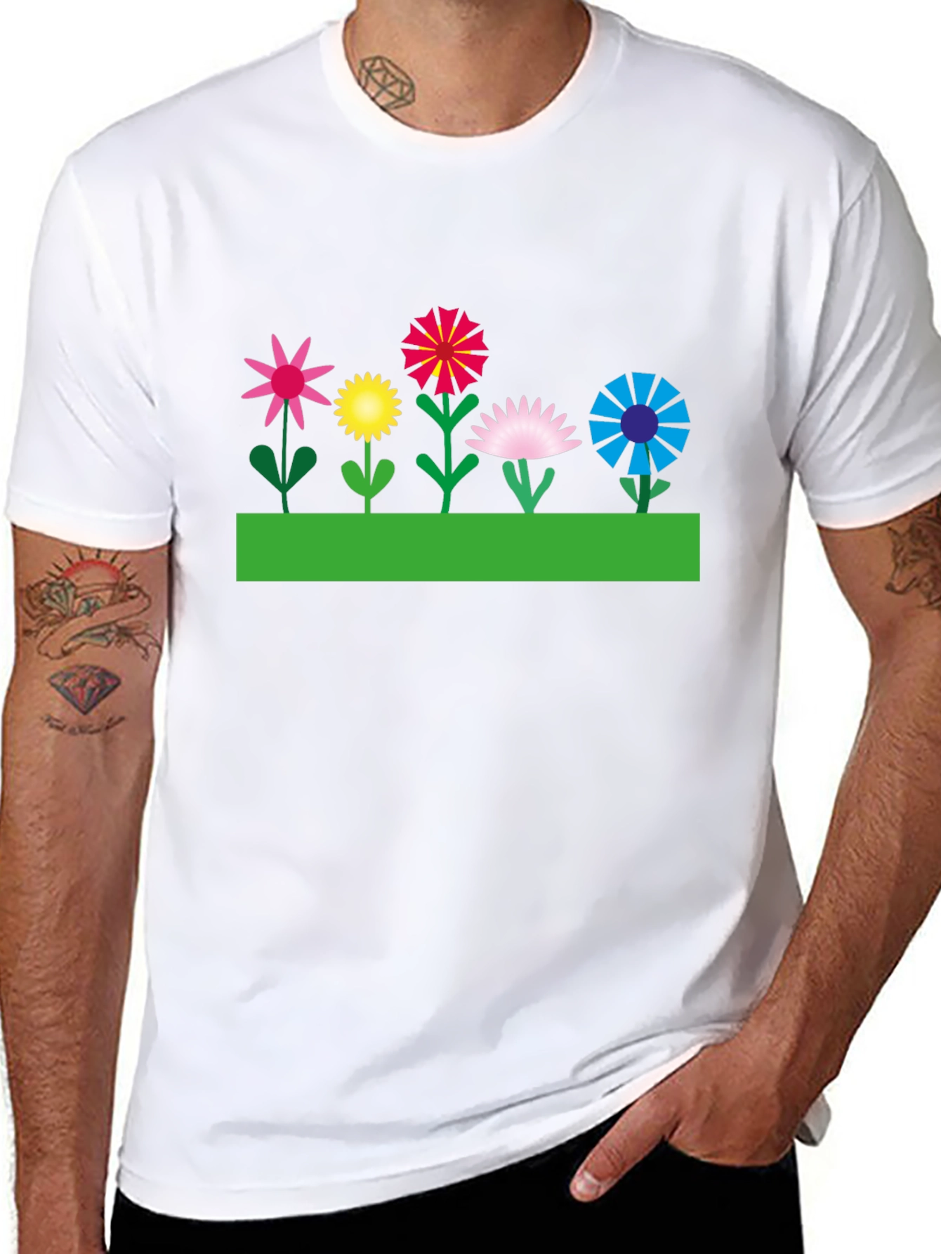Floral Graphic T-Shirt - Black Cotton Tee