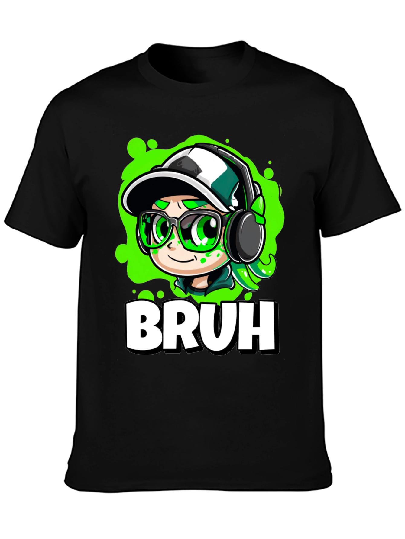 Bruh Gamer Cartoon Black Tee