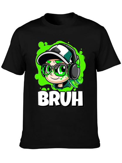 Bruh Gamer Cartoon Black Tee