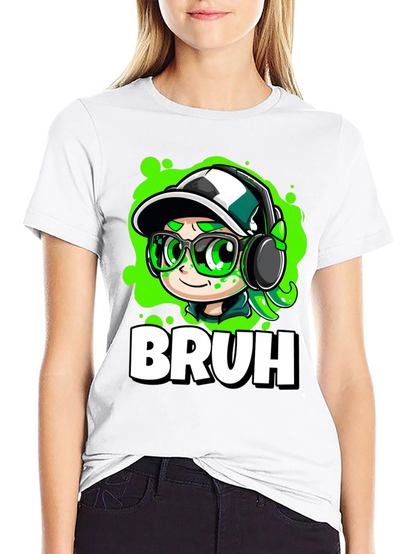 Bruh Gamer Cartoon Black Tee