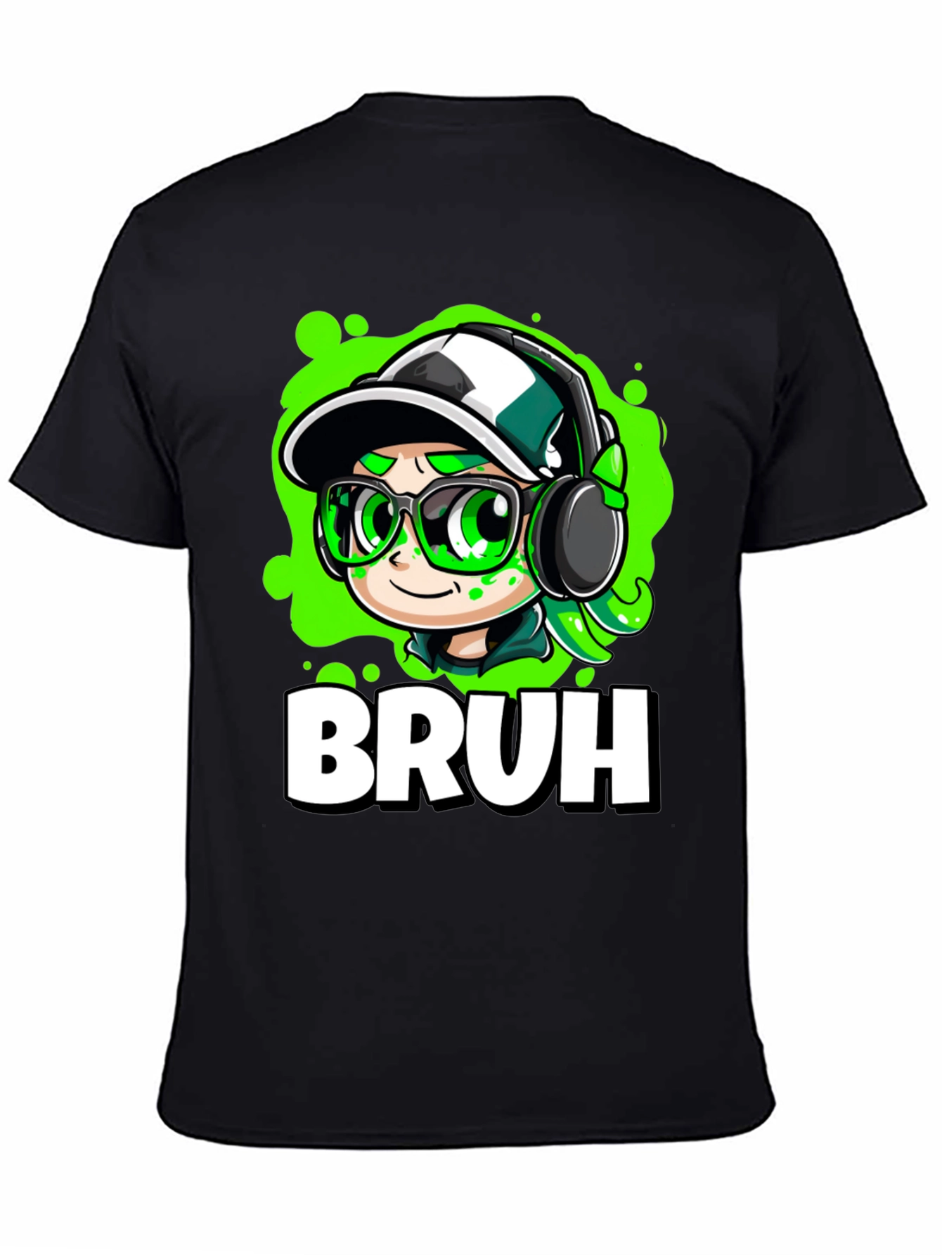 Bruh Gamer Cartoon Black Tee