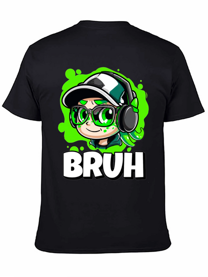 Bruh Gamer Cartoon Black Tee