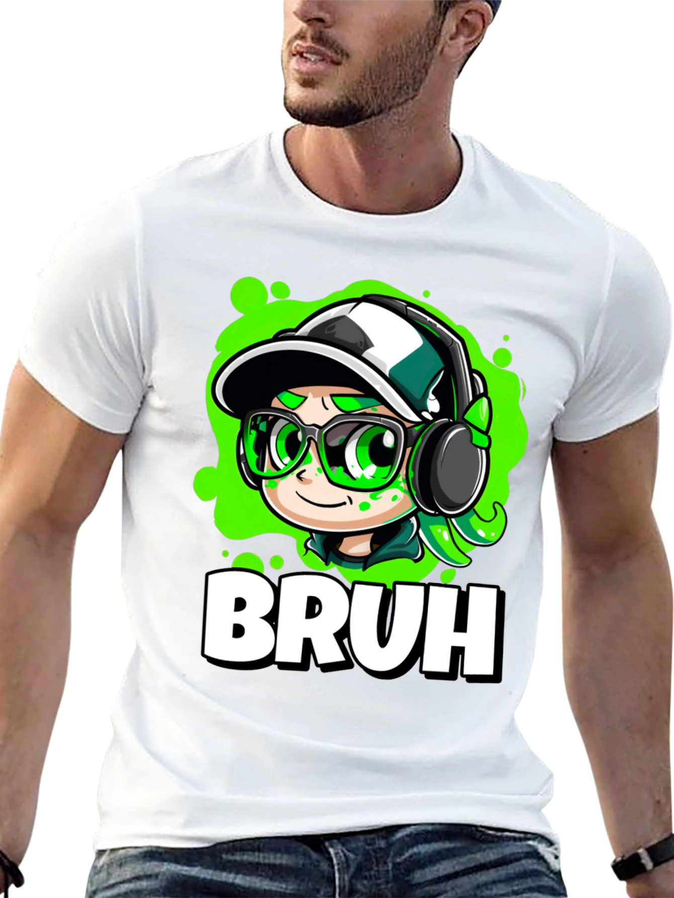 Bruh Gamer Cartoon Black Tee