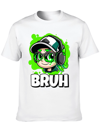 Bruh Gamer Cartoon Black Tee
