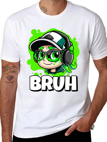 Bruh Gamer Cartoon Black Tee