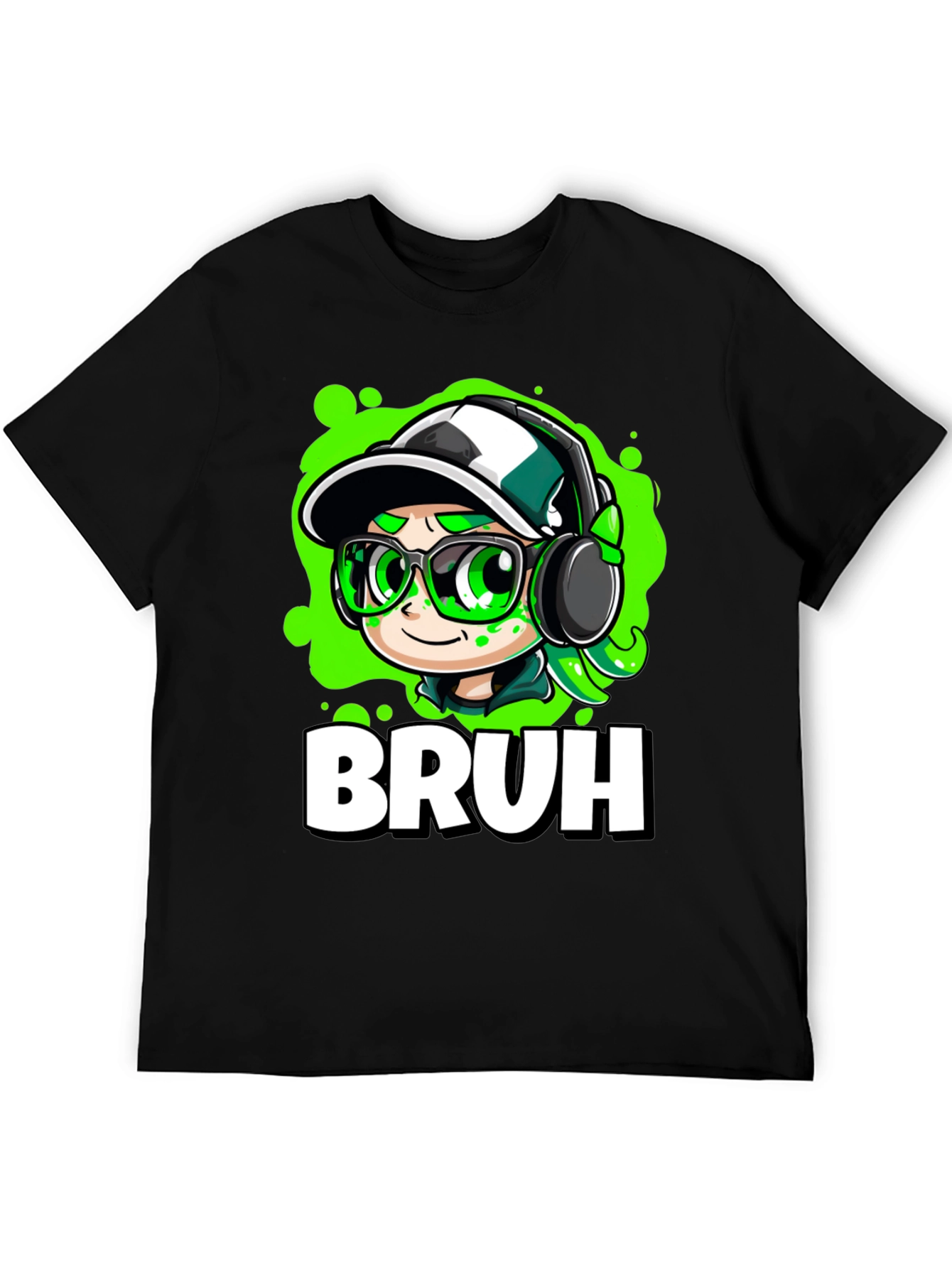 Bruh Gamer Cartoon Black Tee