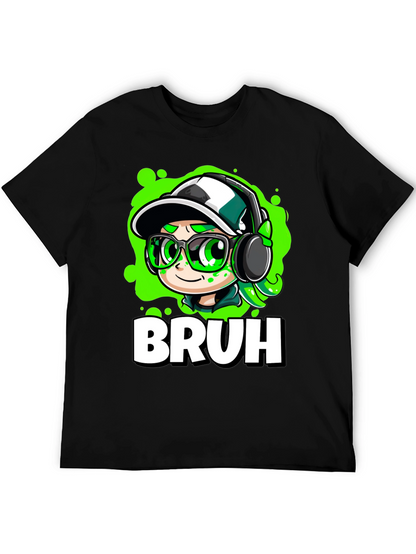 Bruh Gamer Cartoon Black Tee