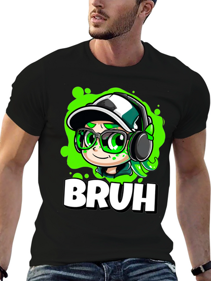 Bruh Gamer Cartoon Black Tee