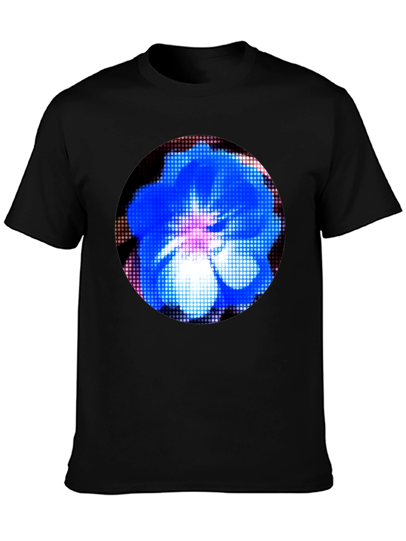 Blue Floral Pixel Art Graphic T-Shirt