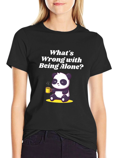 Alone Panda Graphic Tee - Relaxed Fit Black T-Shirt