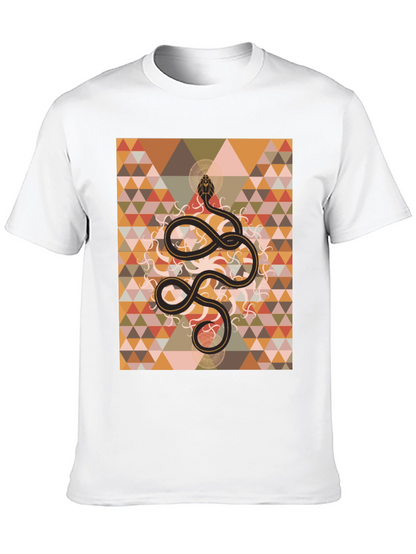 Geometric Snake Print Black T-Shirt