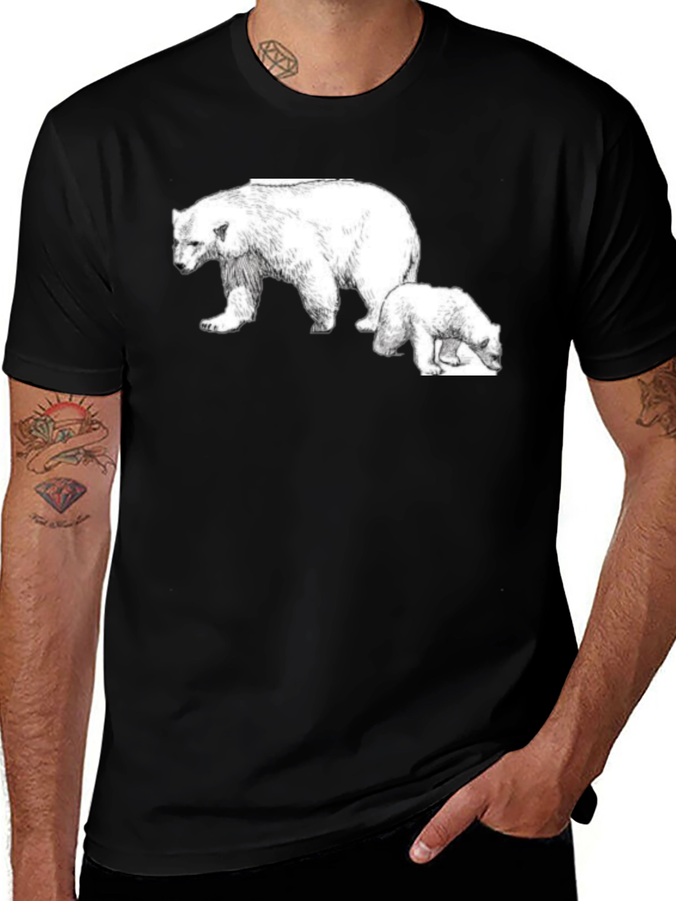 Polar Bear Graphic Tee - Black