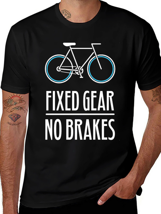 Fixed Gear No Brakes Mens T-Shirt