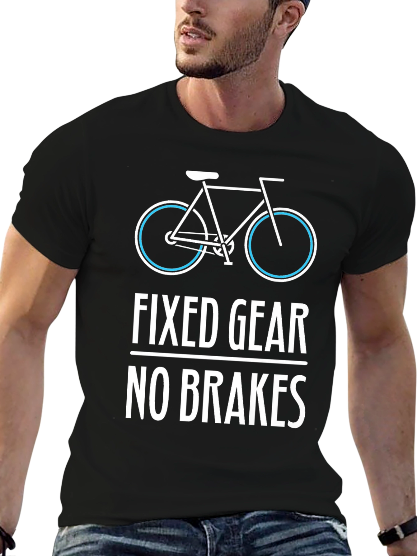 Fixed Gear No Brakes Mens T-Shirt