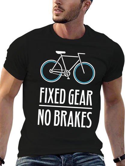 Fixed Gear No Brakes Mens T-Shirt