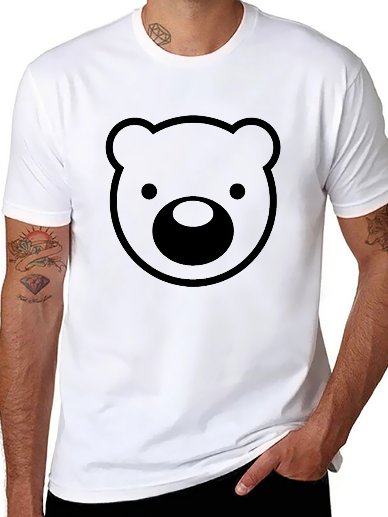 Black Teddy Bear Graphic Tee - Mens Casual T-Shirt