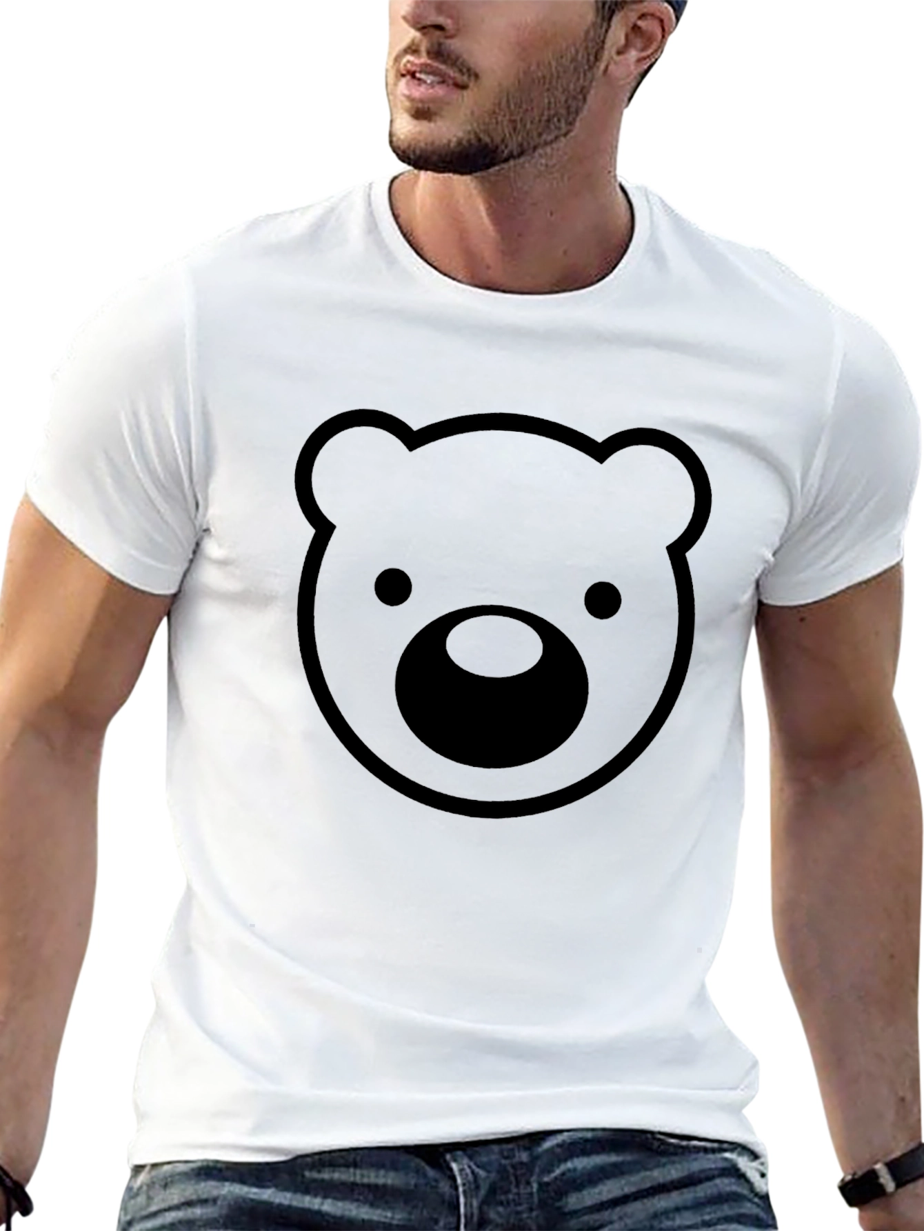 Black Teddy Bear Graphic Tee - Mens Casual T-Shirt