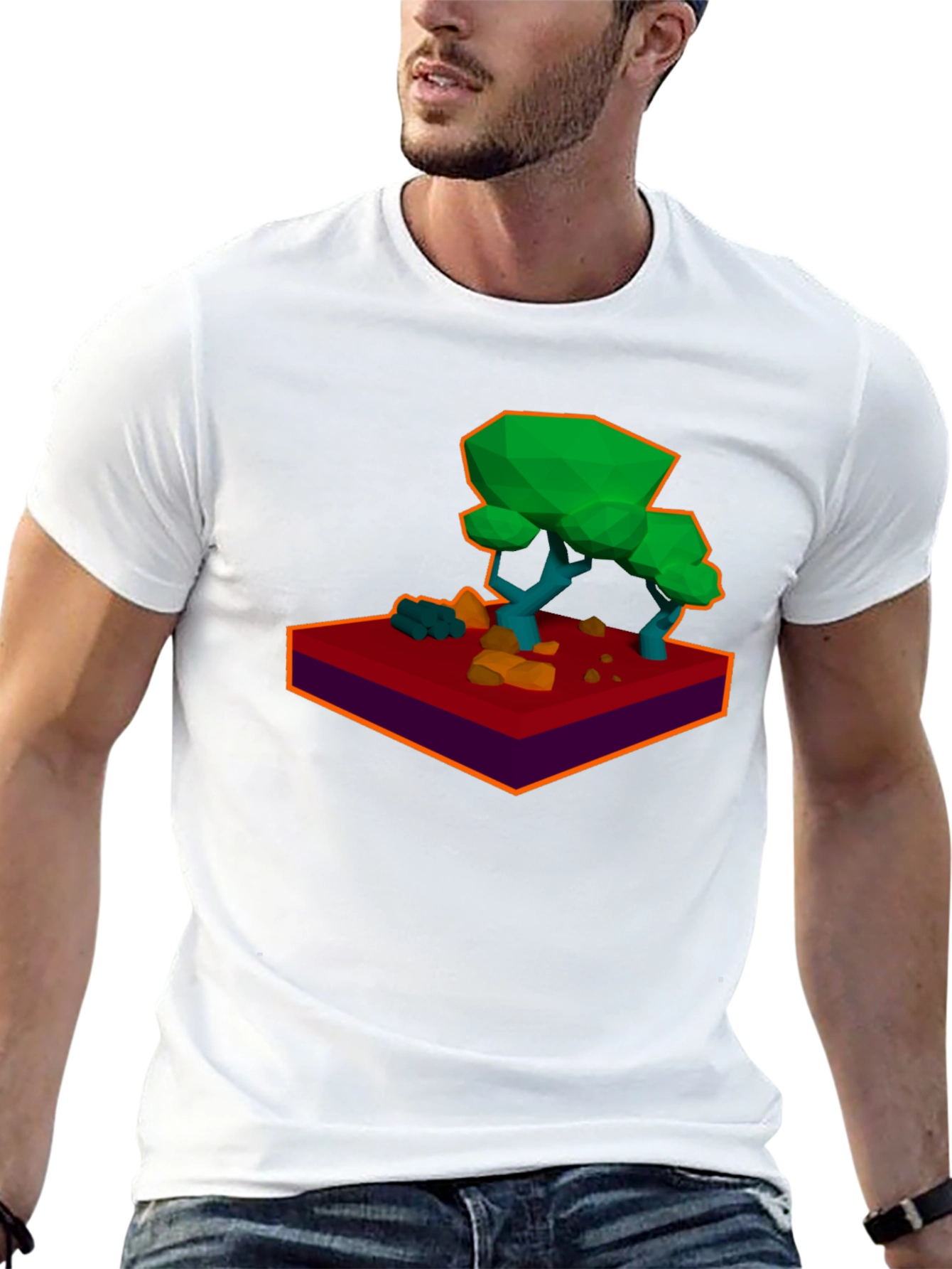 Low-Poly Tree Graphic Black T-Shirt