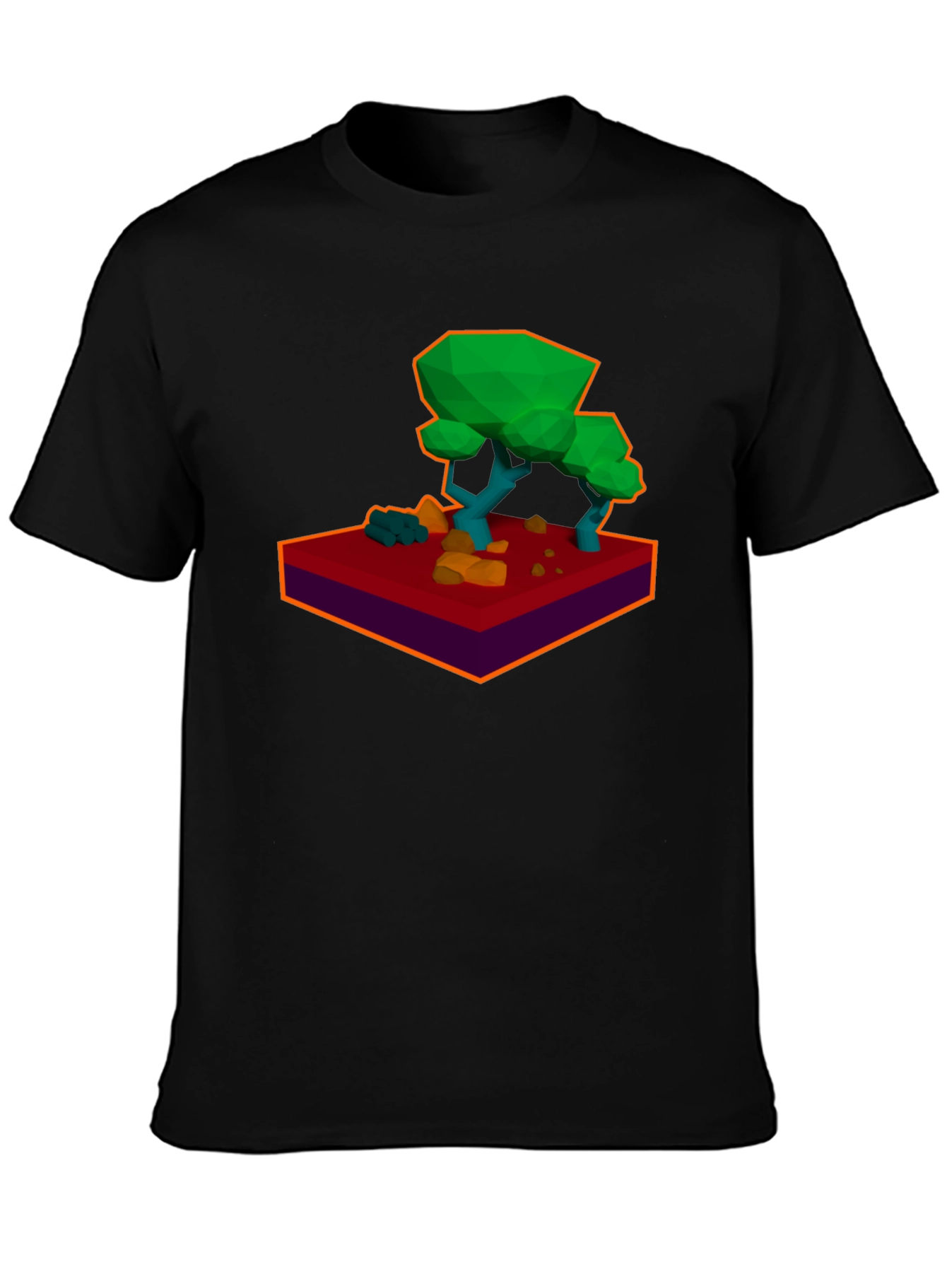 Low-Poly Tree Graphic Black T-Shirt