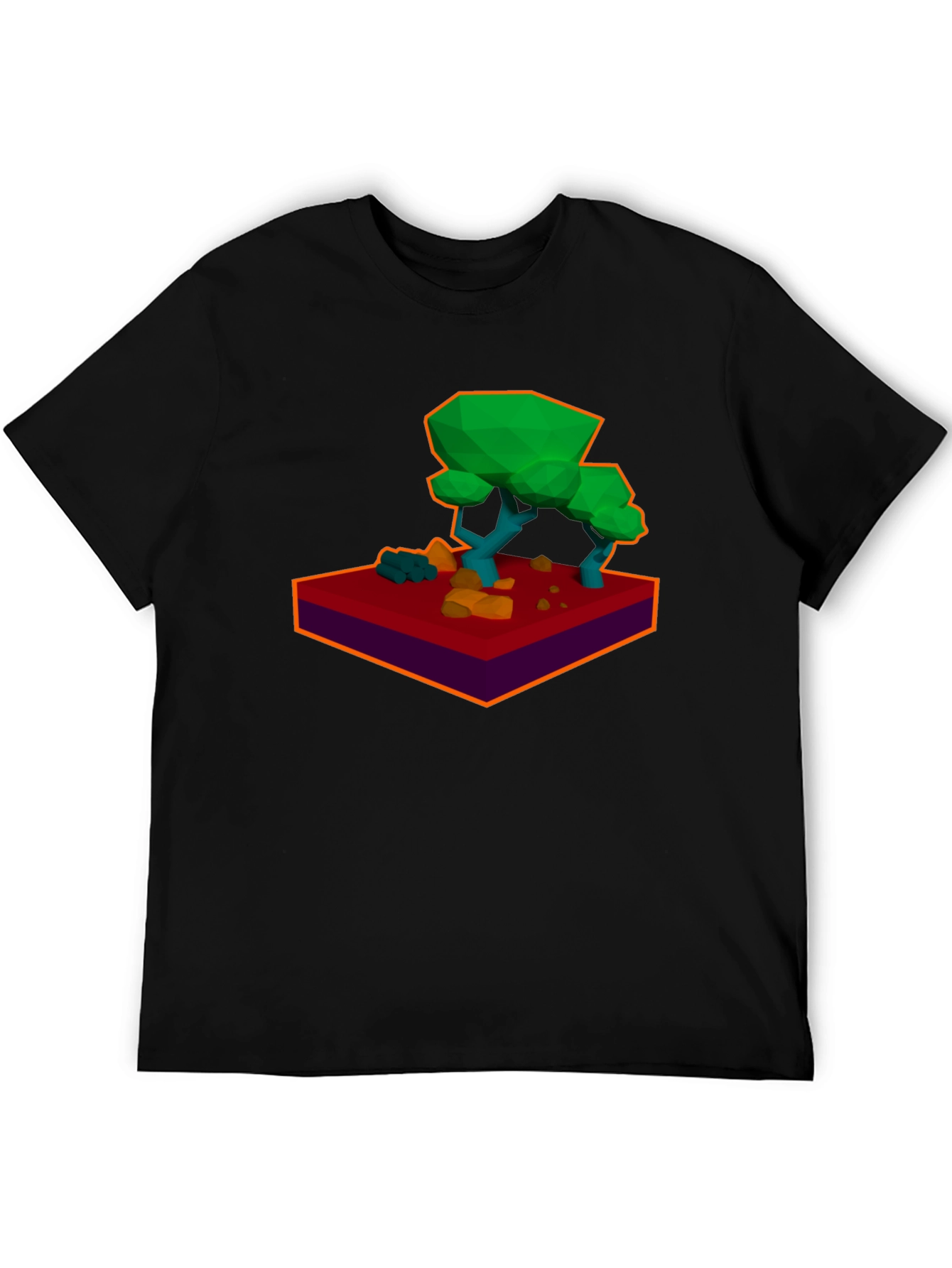 Low-Poly Tree Graphic Black T-Shirt
