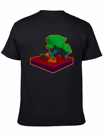 Low-Poly Tree Graphic Black T-Shirt