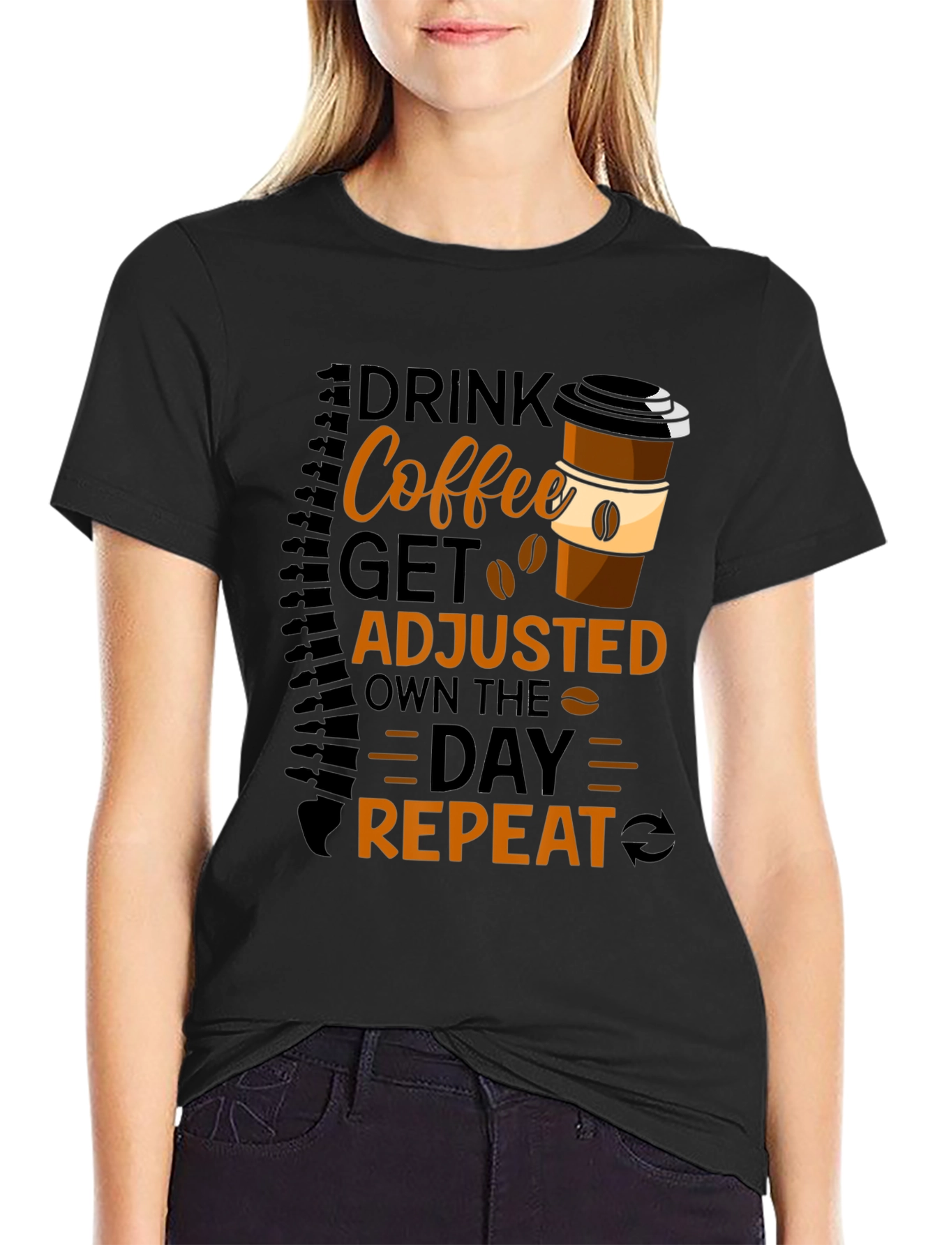 Drink Coffee Get Adjusted Repeat Graphic Tee