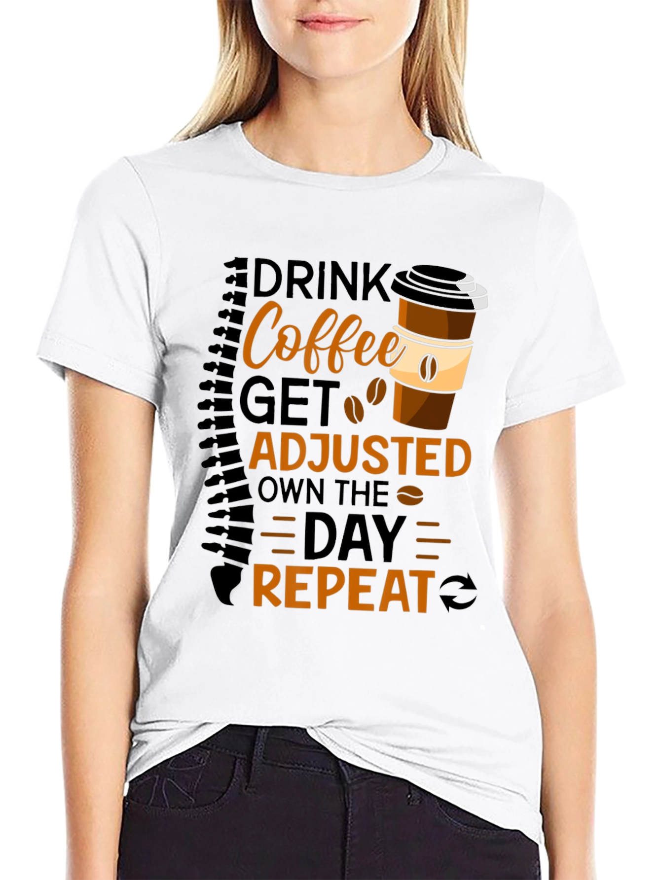 Drink Coffee Get Adjusted Repeat Graphic Tee