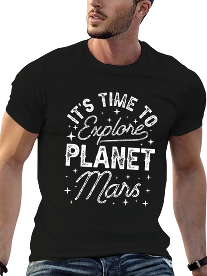 Explore Planet Mars Black Graphic T-Shirt