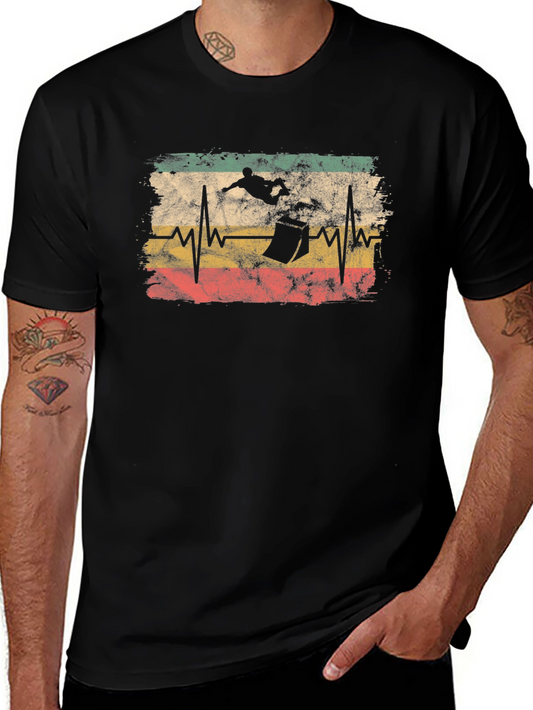 Skateboarding Heartbeat T-Shirt - Black Cotton Tee