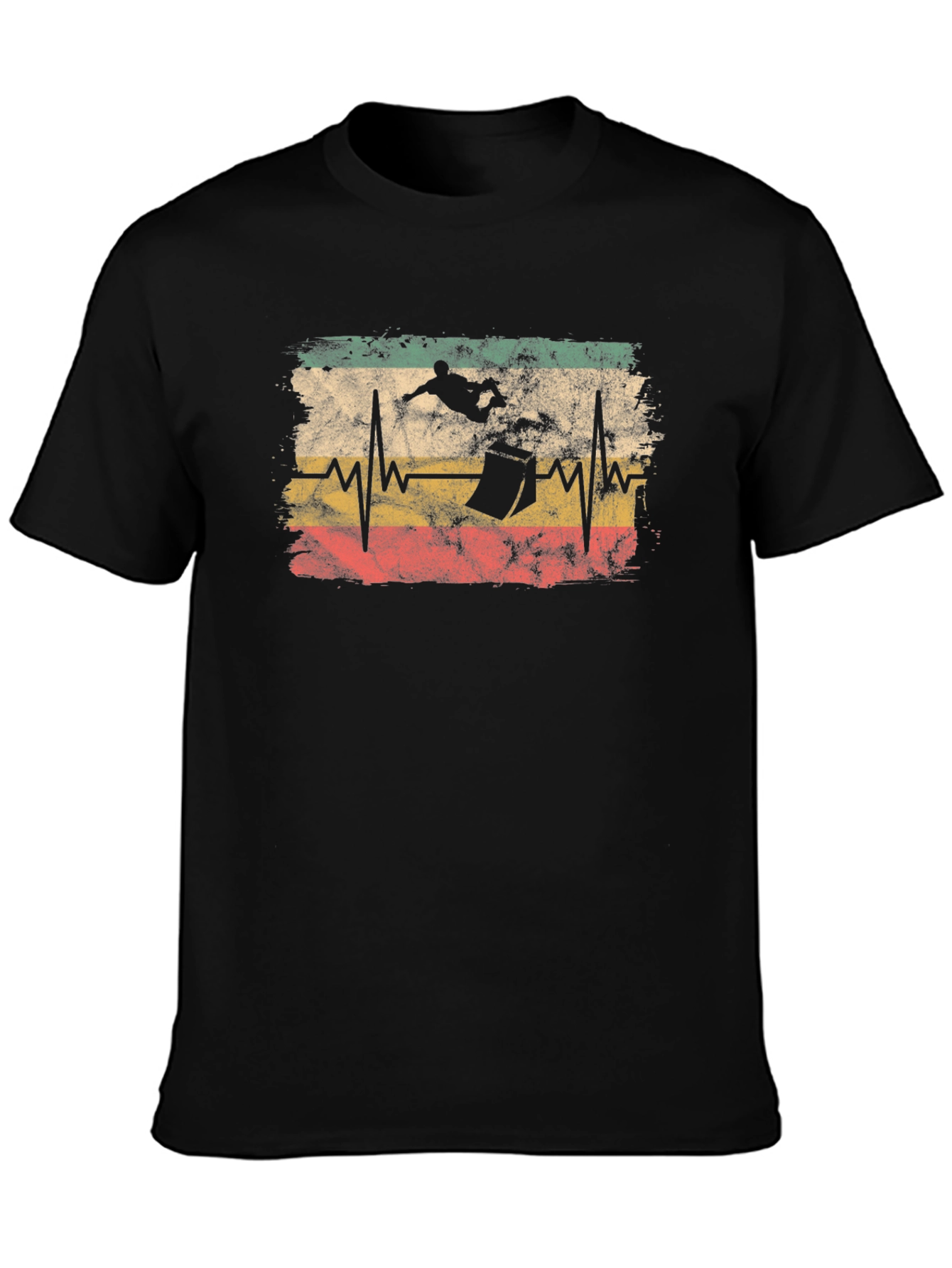 Skateboarding Heartbeat T-Shirt - Black Cotton Tee