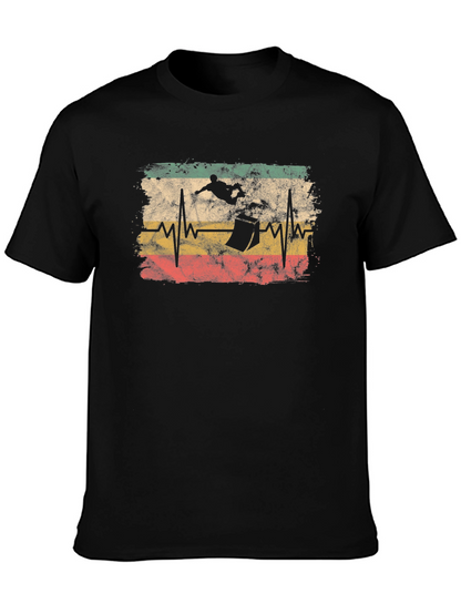 Skateboarding Heartbeat T-Shirt - Black Cotton Tee