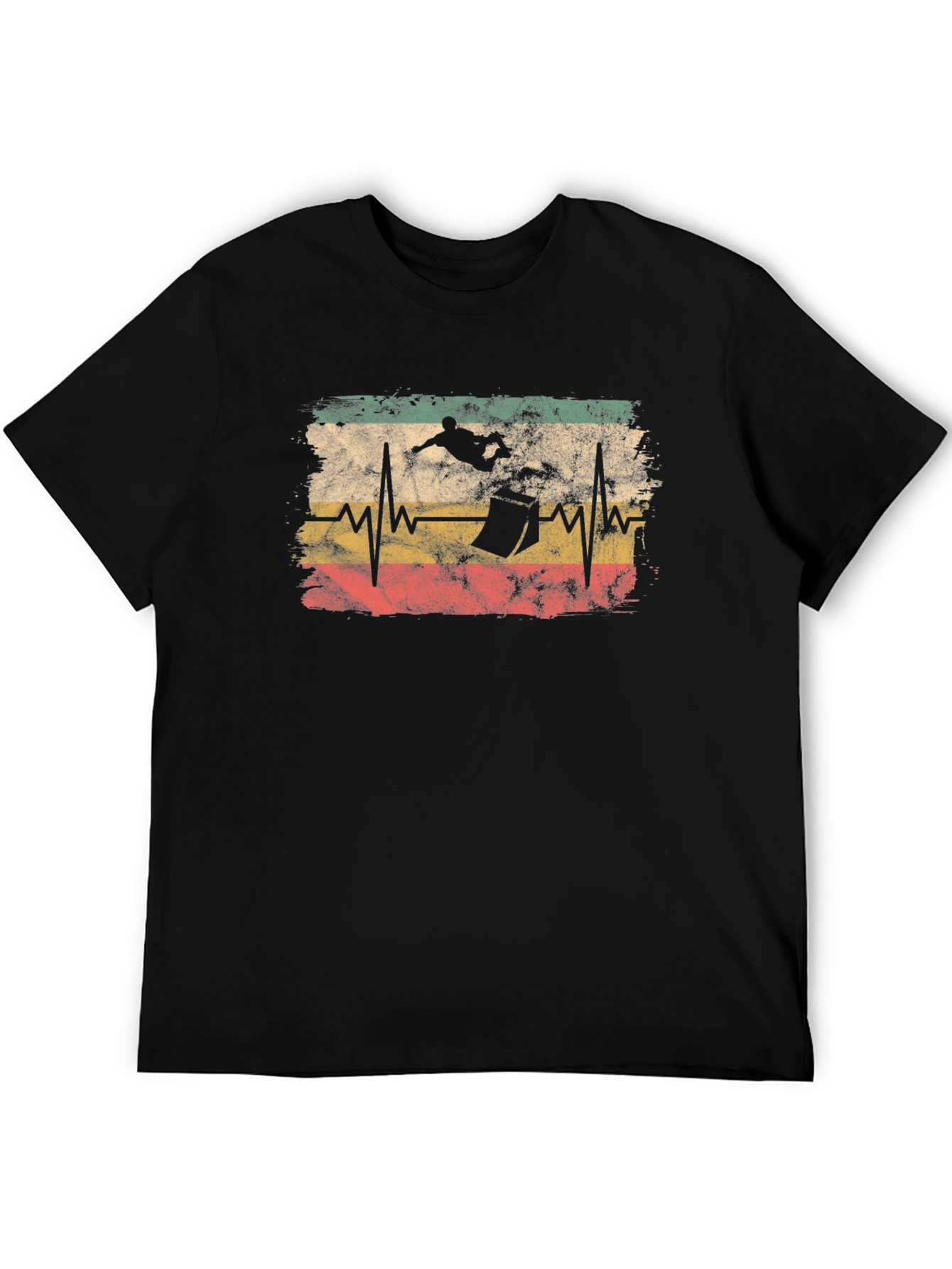 Skateboarding Heartbeat T-Shirt - Black Cotton Tee