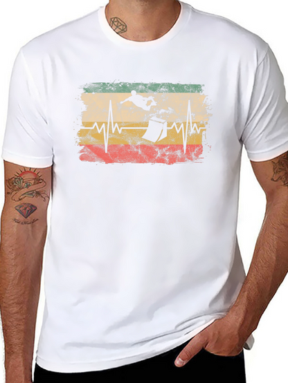 Skateboarding Heartbeat T-Shirt - Black Cotton Tee