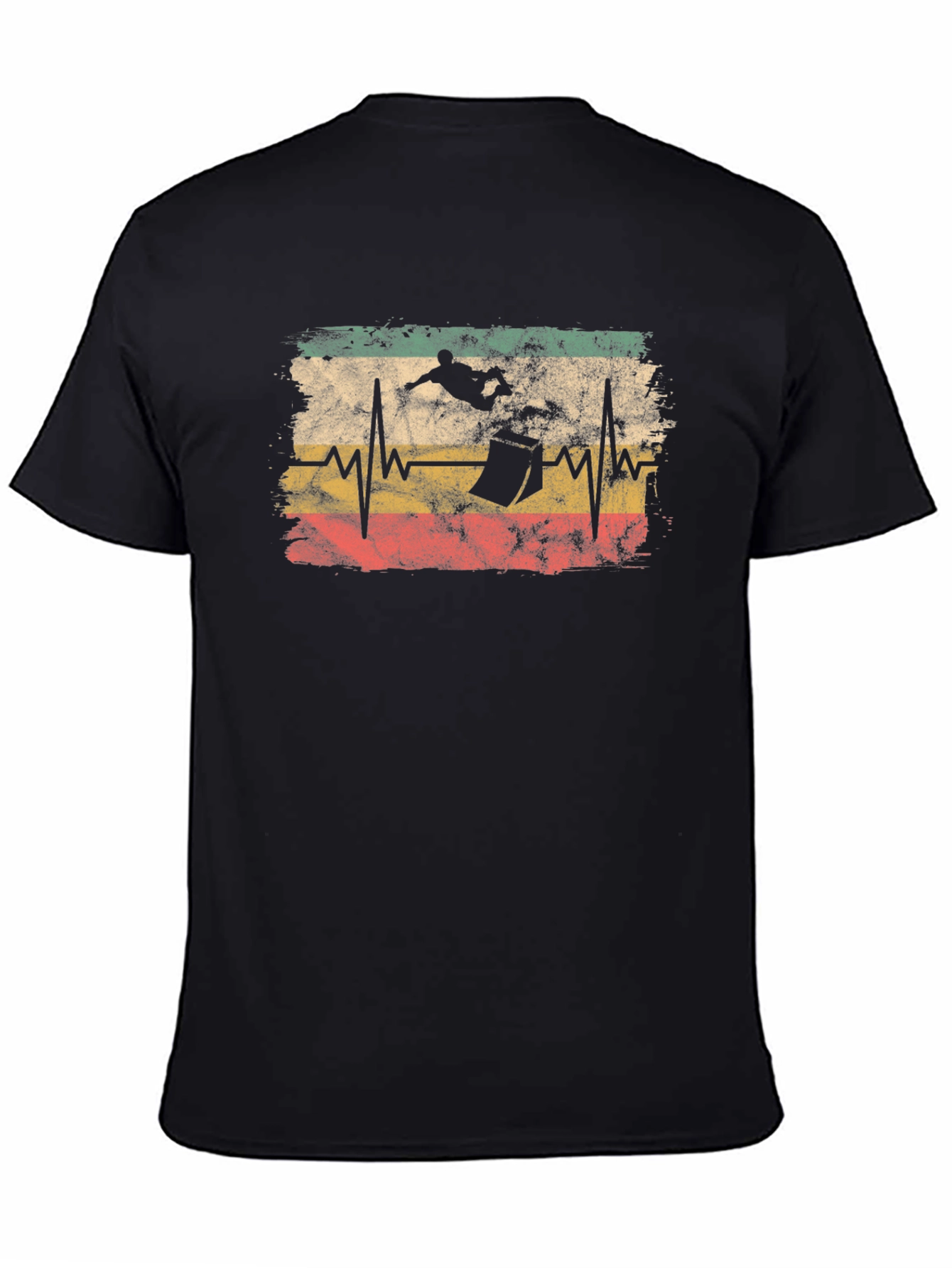 Skateboarding Heartbeat T-Shirt - Black Cotton Tee