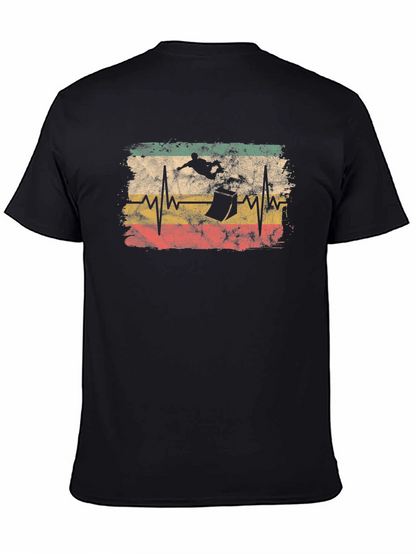 Skateboarding Heartbeat T-Shirt - Black Cotton Tee